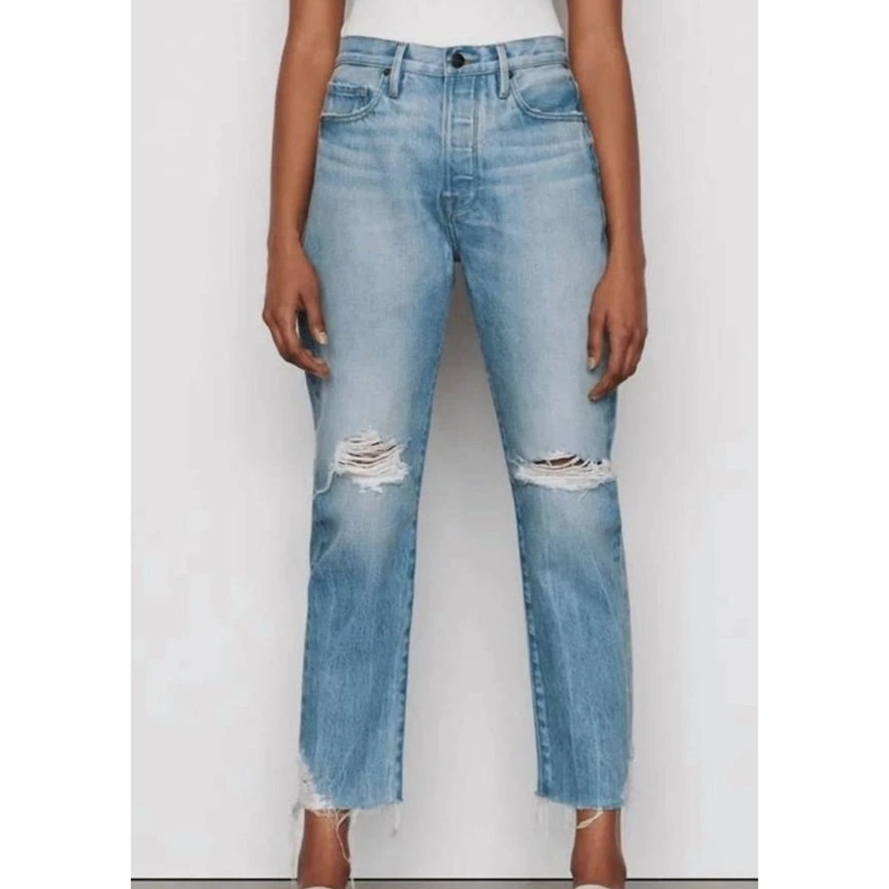 FRAME Le Original Jeans Size 28 Light Wash Distressed Raw Hem Crop Denim‎